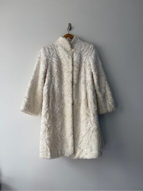 White Faux Fur Vintage Coat